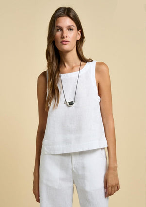 Little Lies Jude Linen Top White