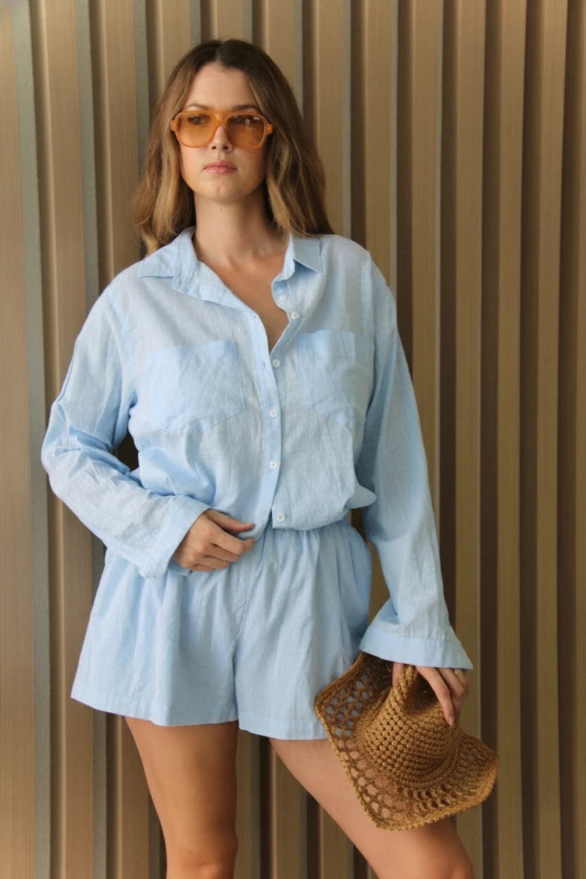 Dahlia & Sun Plain Shirt Baby Blue