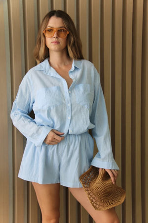 Dahlia & Sun Plain Shirt Baby Blue