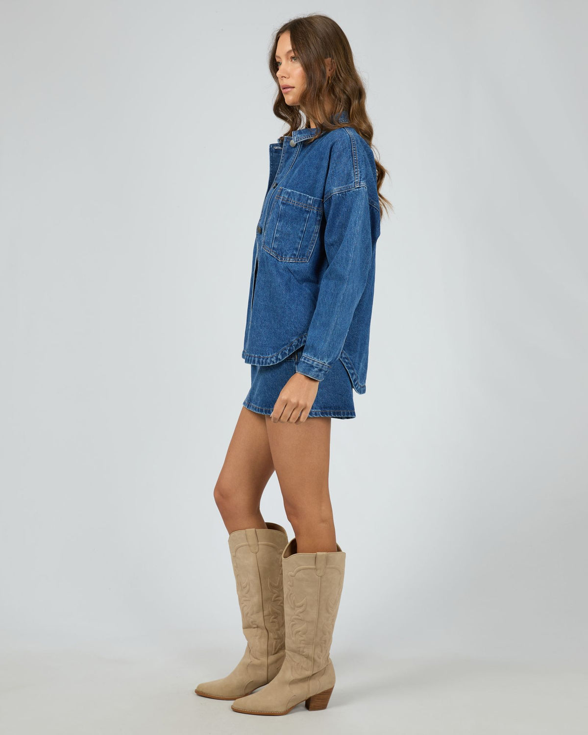 All About Eve Dale Shacket Heritage Blue