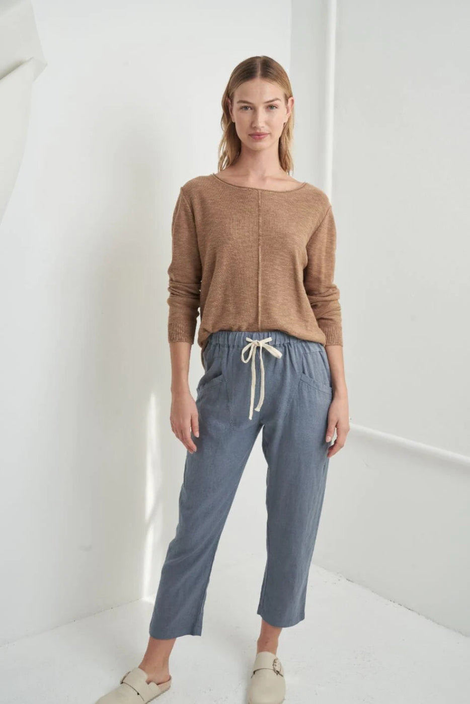 Little Lies Luxe Linen Pants Steel Blue