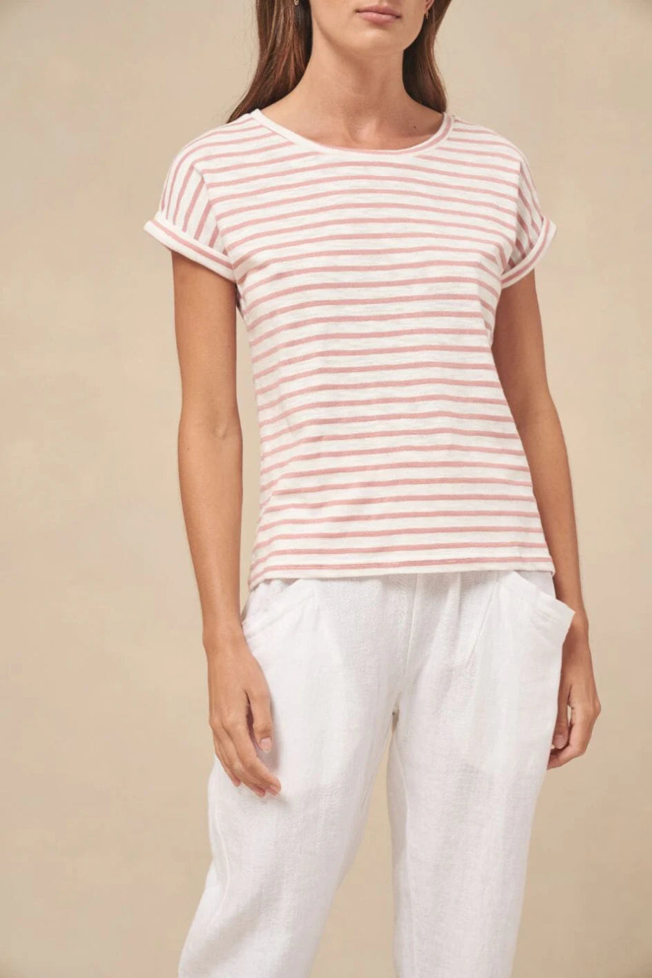 Little Lies Oscar Stripe Tee Pink