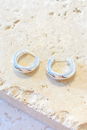 Angels Whisper Greta Sterling Silver Plated Huggie Earrings