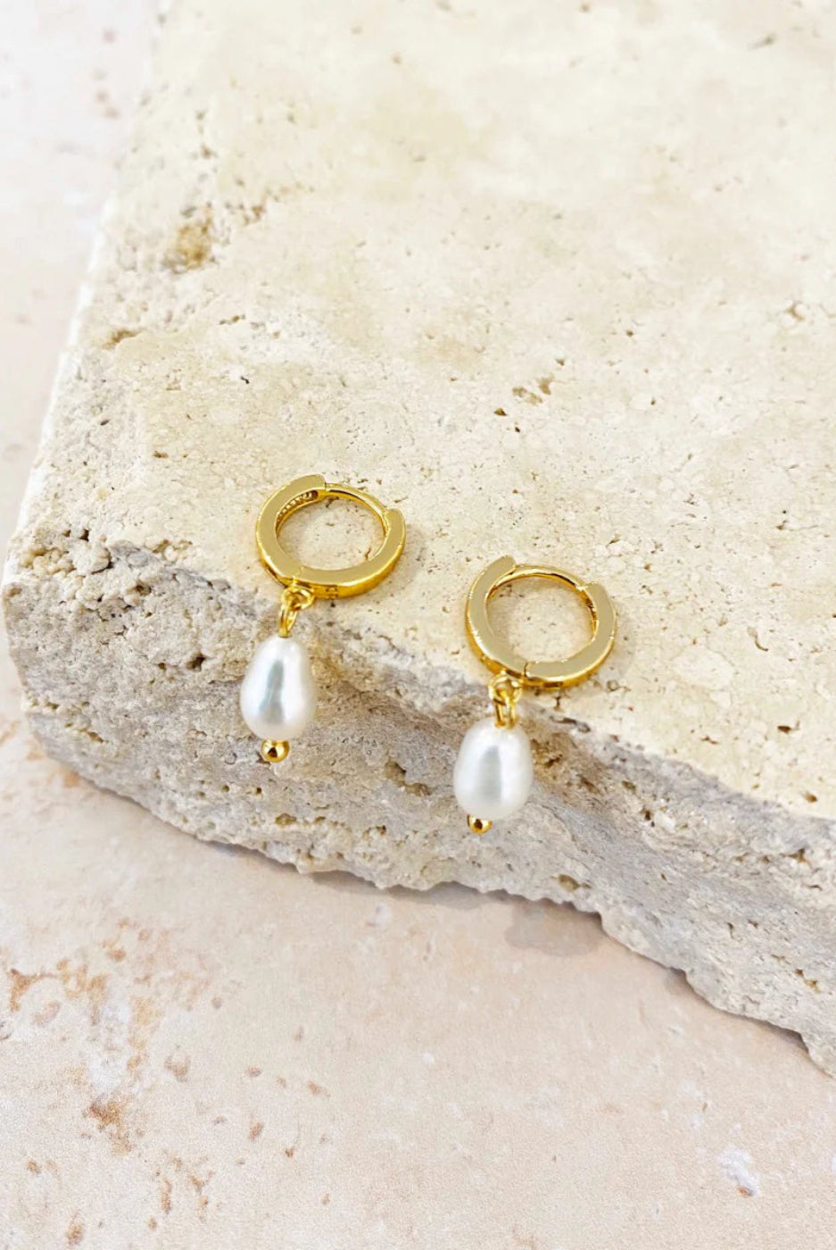 Angels Whisper Daphne Gold Plated Pearl Earrings Gold