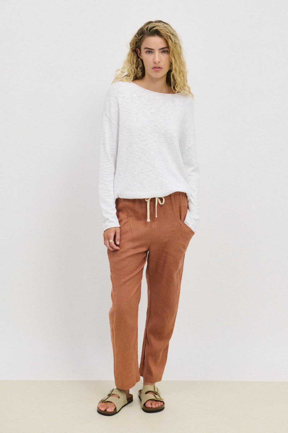 Little Lies Luxe Linen Pants Terracotta