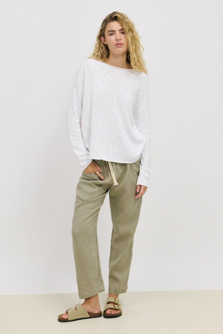 Little Lies Luxe Linen Pants Khaki