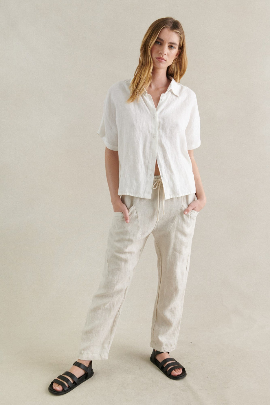 Little Lies Luxe Linen Pants Natural