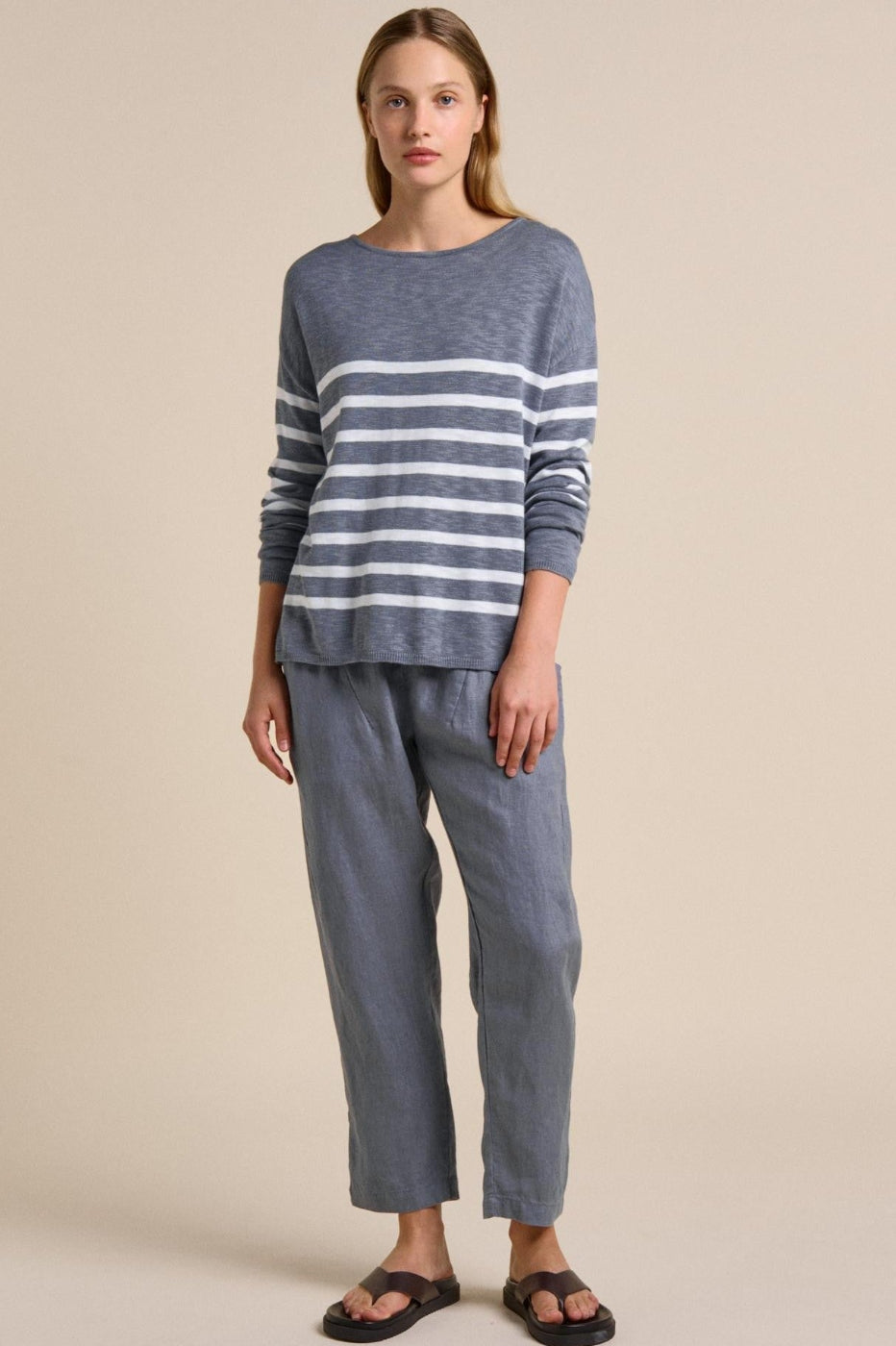 Little Lies Luxe Linen Pants Steel Blue