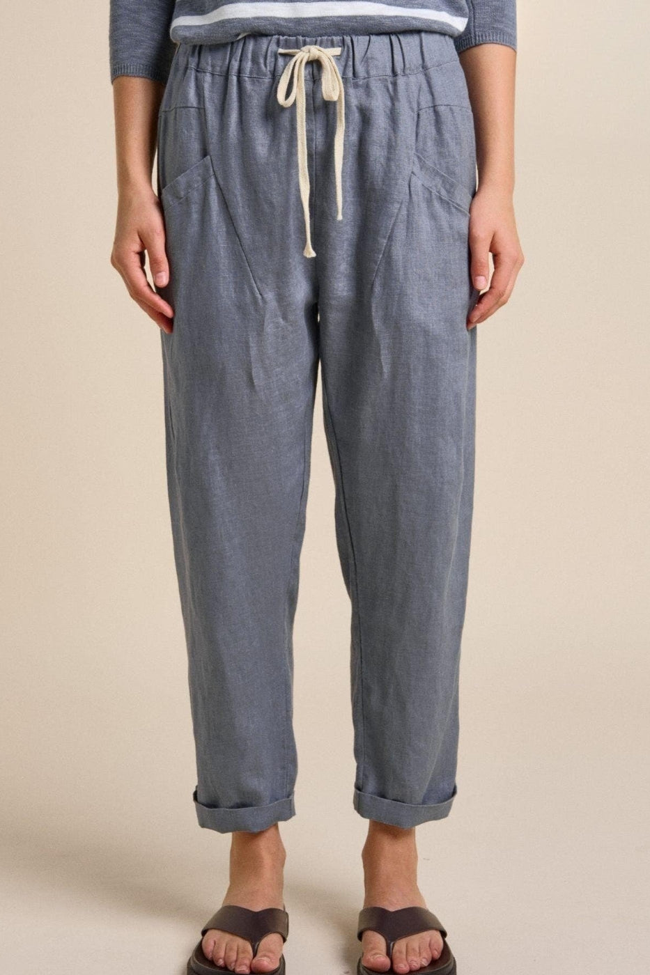 Little Lies Luxe Linen Pants Steel Blue