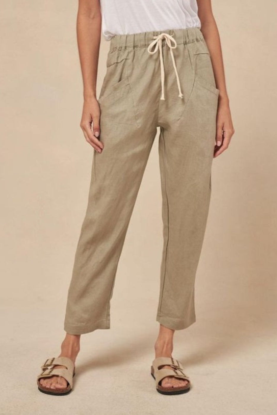 Little Lies Luxe Linen Pants Khaki