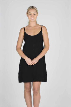 Eadie Slip Dress 100% Linen Black