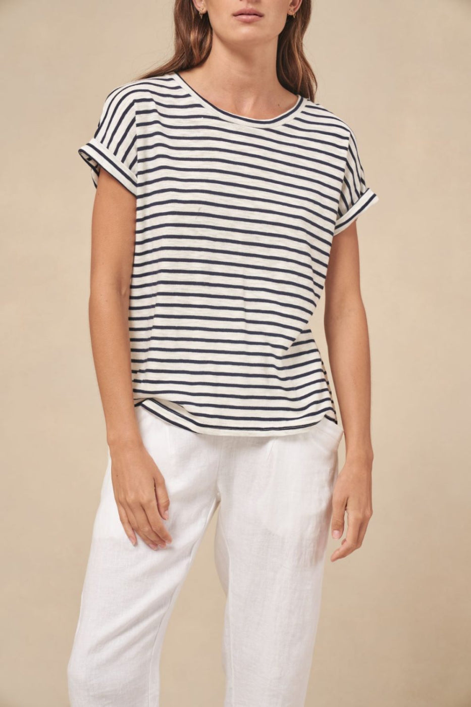 Little Lies Oscar Stripe Tee Navy