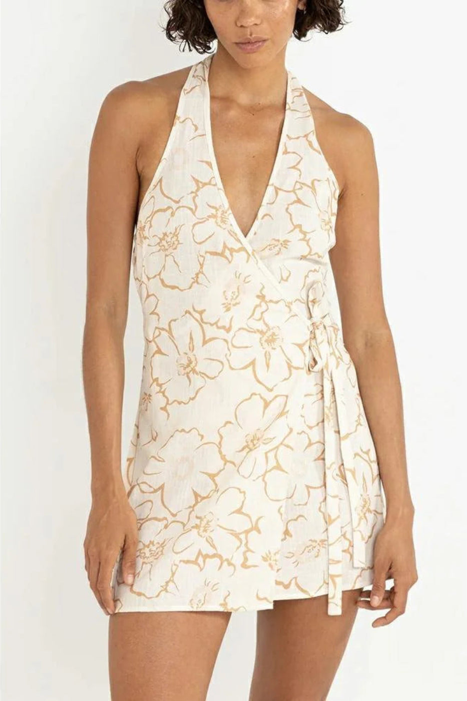 Rhythm Lulu Floral Wrap Mini Dress White