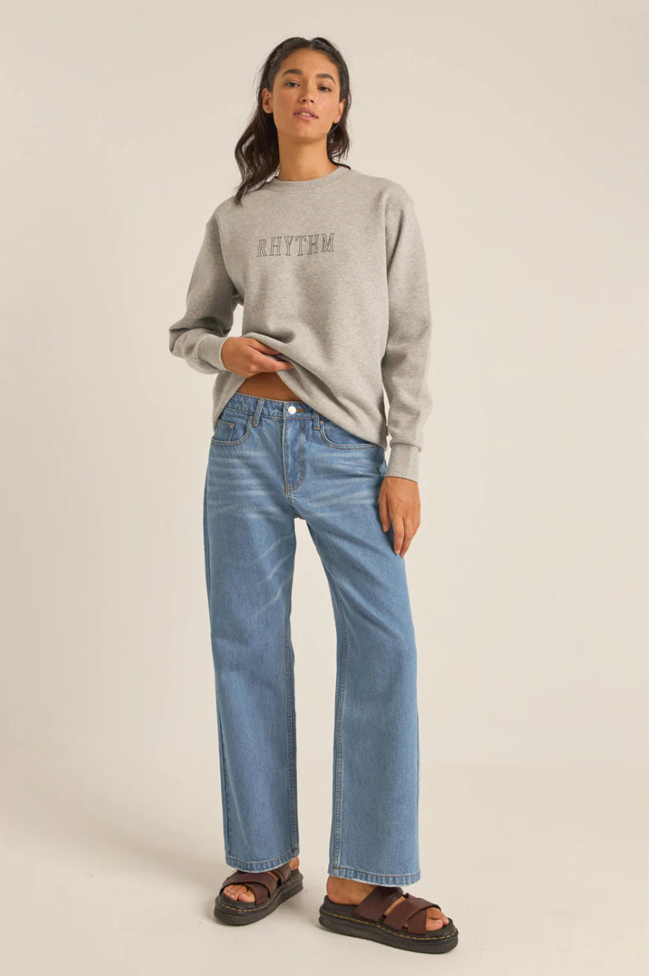 Rhythm Flagship Boyfriend Fleece Crew Grey Heather
