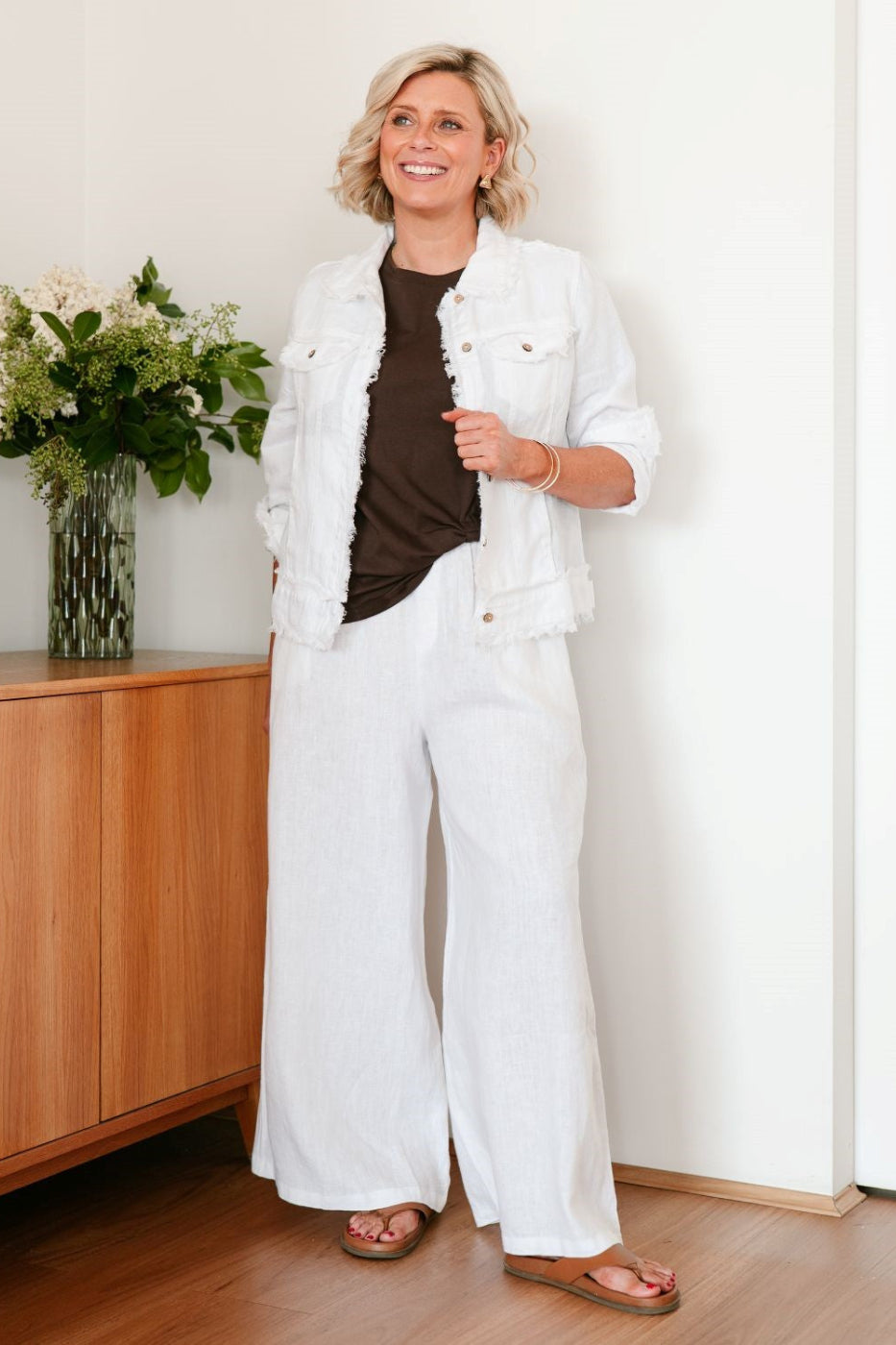 Soul Sparrow Raw Linen Jacket White