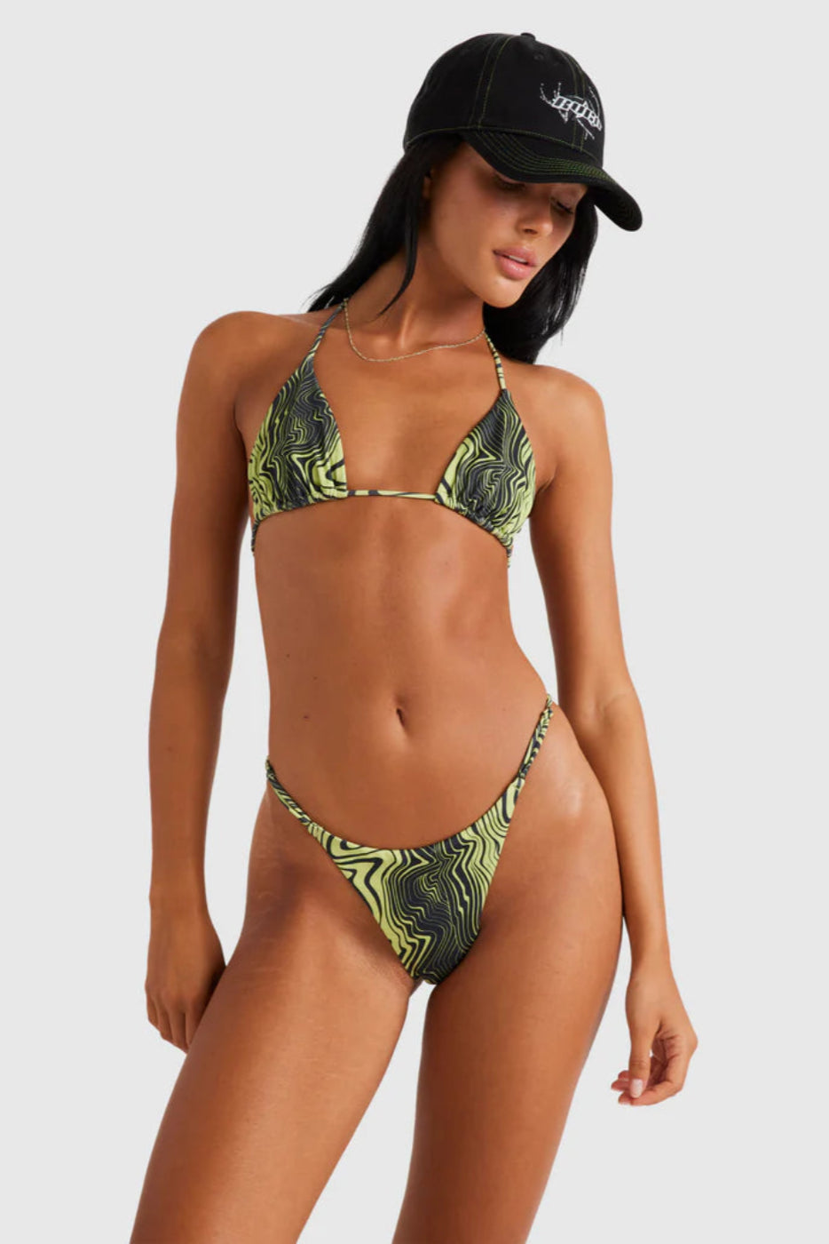 RVCA Distort Halter Slide Tri Green Leaf