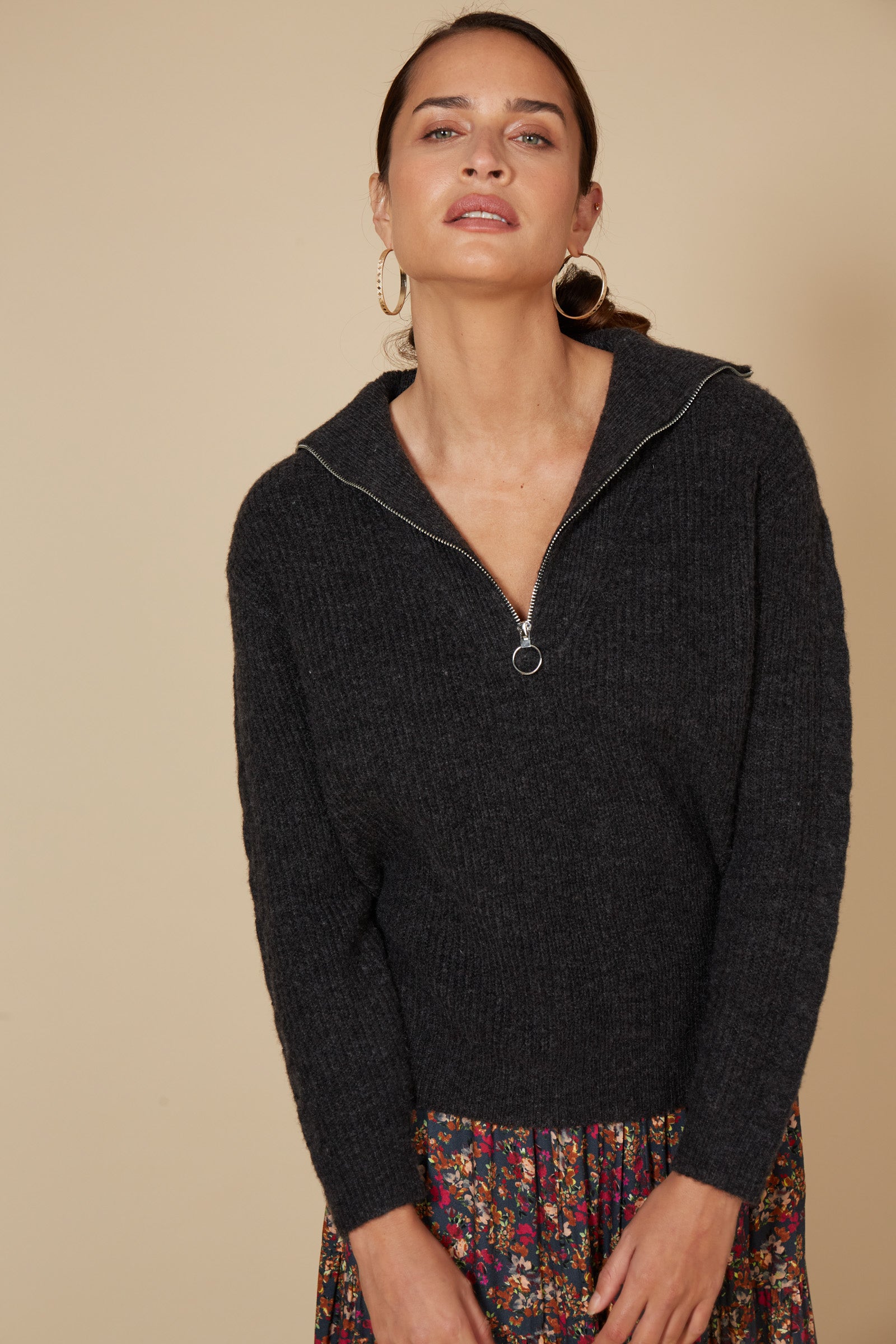 Eb & Ive Kinsella Zip Jumper Fossil