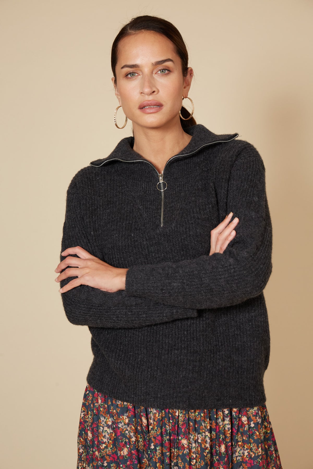 Eb & Ive Kinsella Zip Jumper Fossil