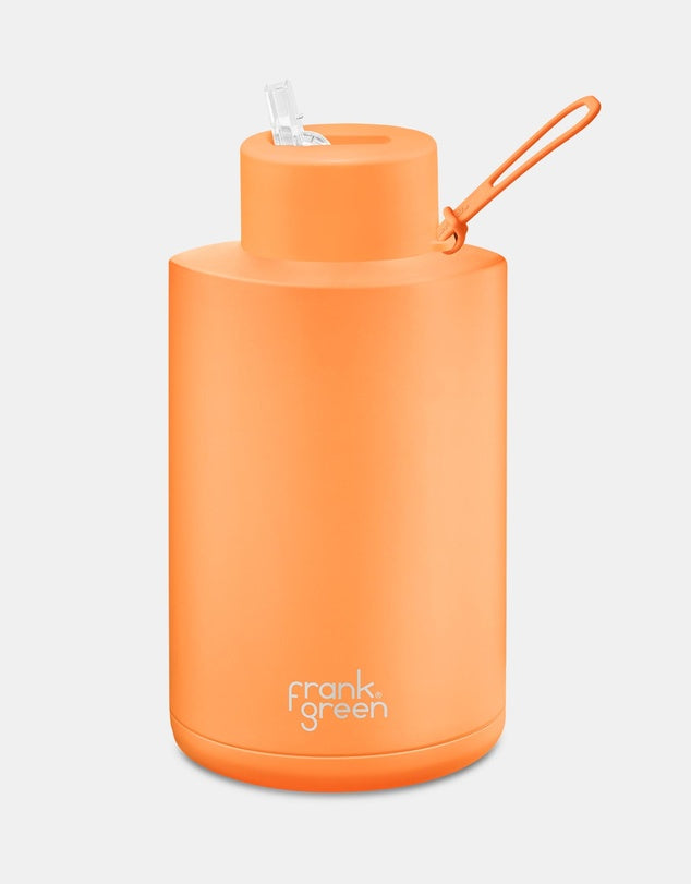 Frank Green 68oz S/S Ceramic Reusable Bottle Straw Lid Neon Orange