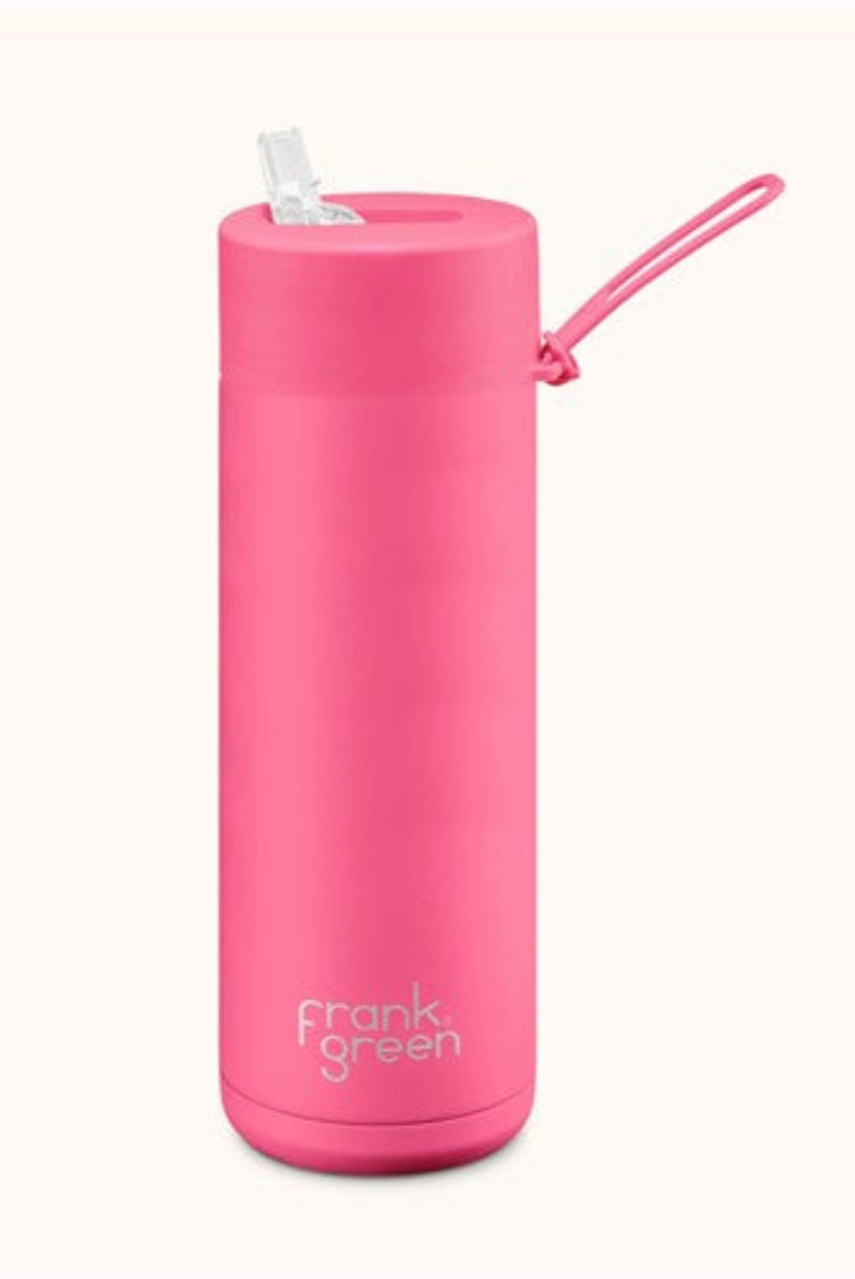 Frank Green 20oz S/S Ceramic Reusable Bottle Straw Lid Neon Pink