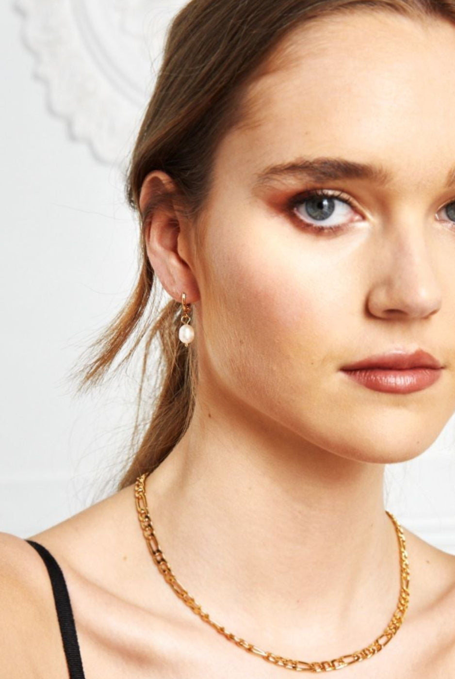 Angels Whisper Daphne Gold Plated Pearl Earrings Gold