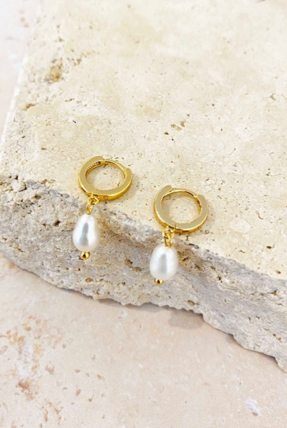 Angels Whisper Daphne Gold Plated Pearl Earrings Gold