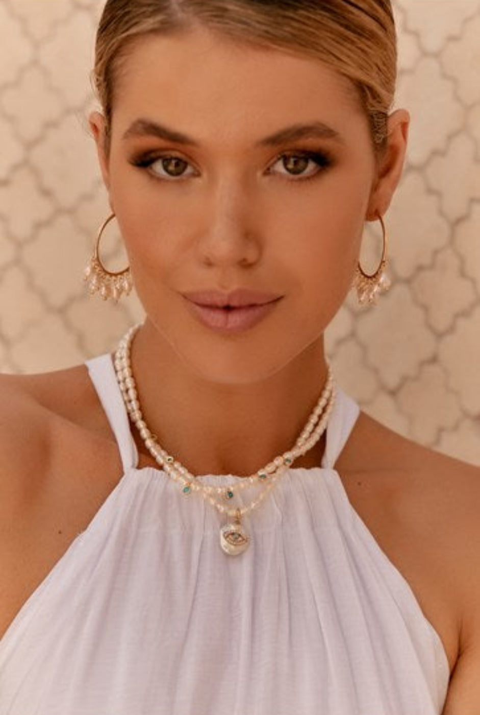 Adorne Eye Charm Pearl Necklace