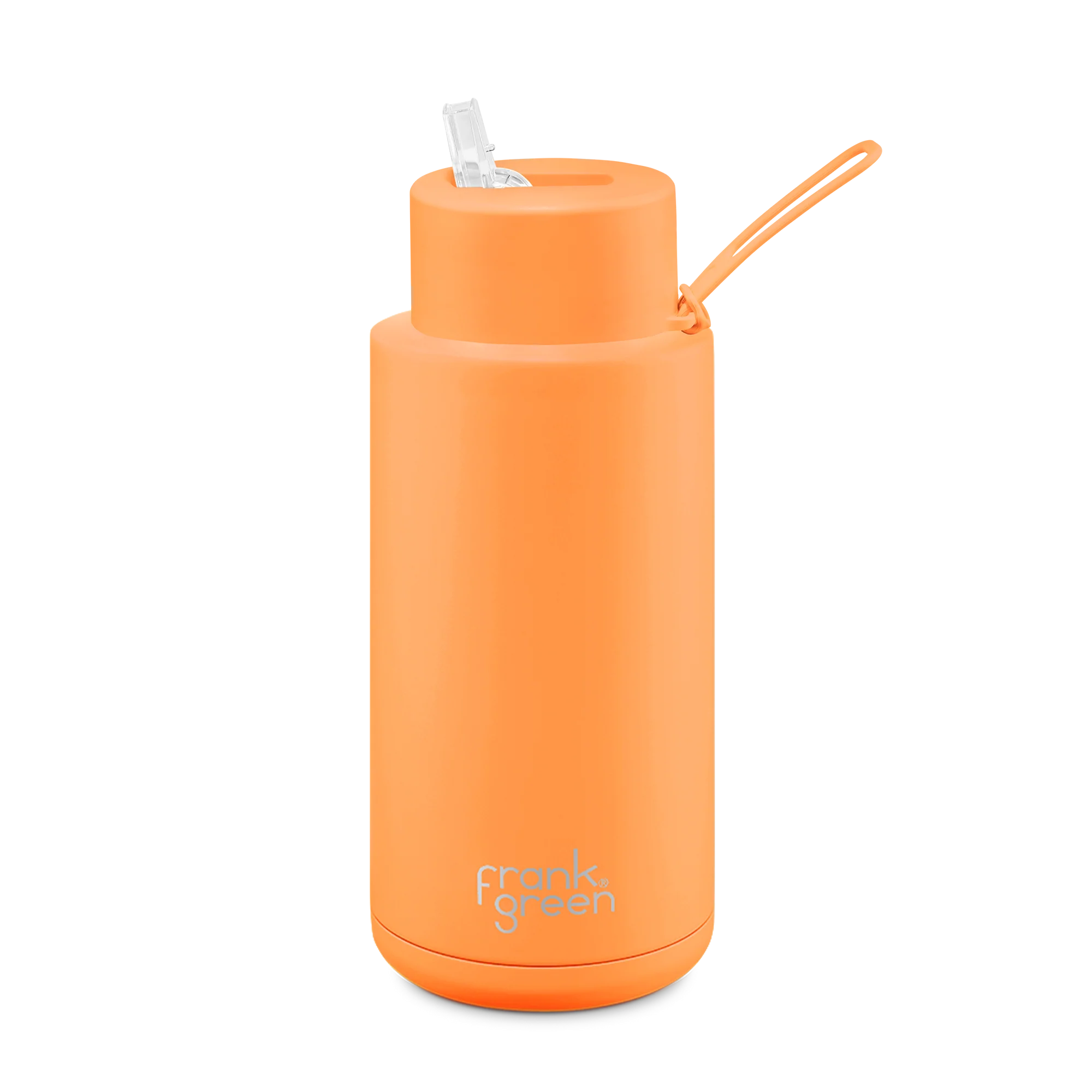 Frank Green 34oz S/S Ceramic Reusable Bottle Straw Lid Neon Orange