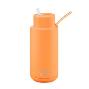Frank Green 34oz S/S Ceramic Reusable Bottle Straw Lid Neon Orange
