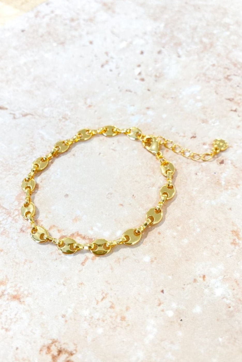Angels Whisper Puff Mariner Chain Gold Plated Bracelet