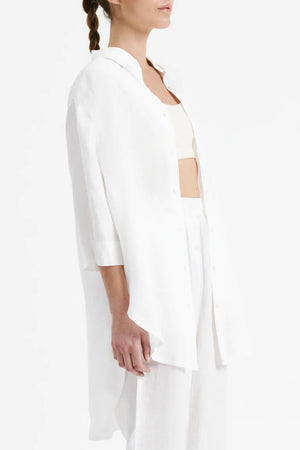 Nude Lucy Lounge Linen Longline Shirt White