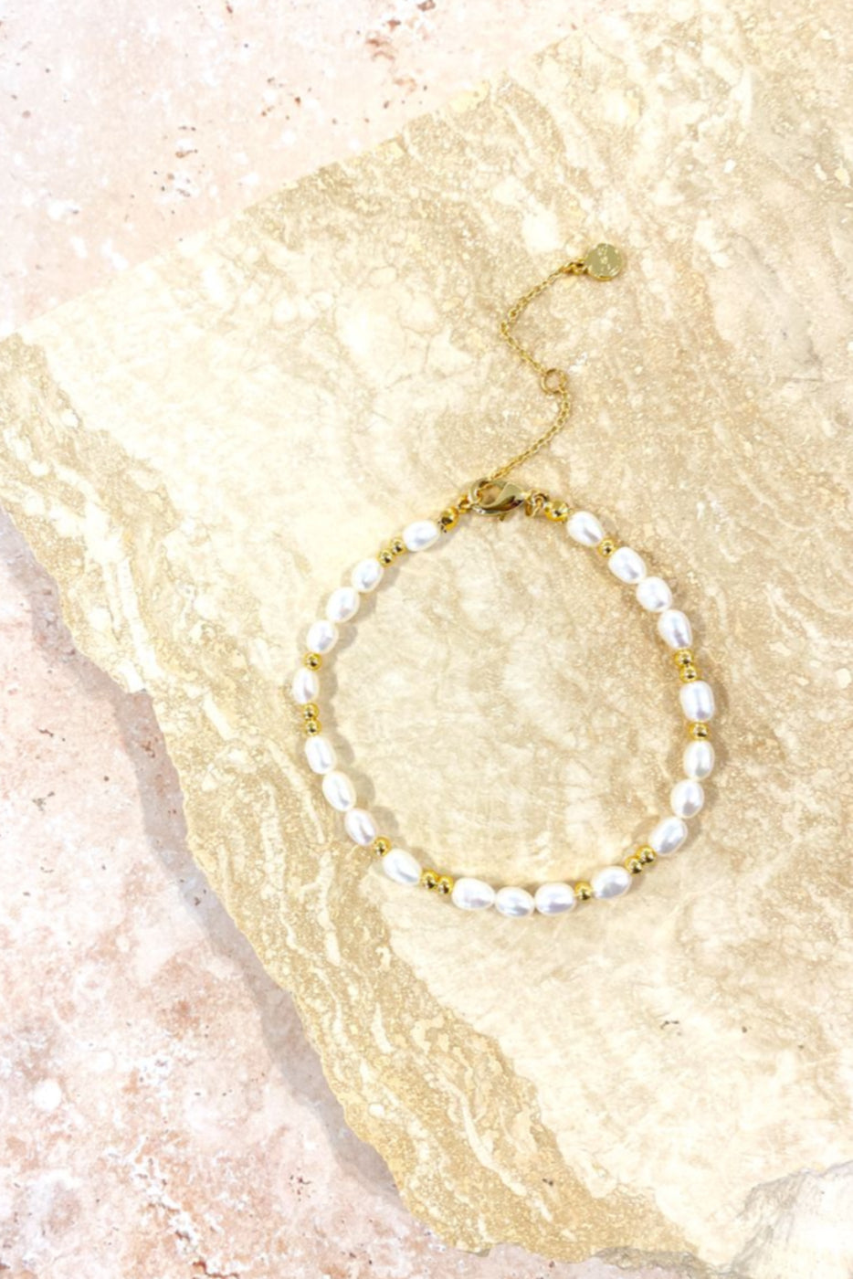 Angels Whisper Pearl Beaded Gold Plated Bracelet