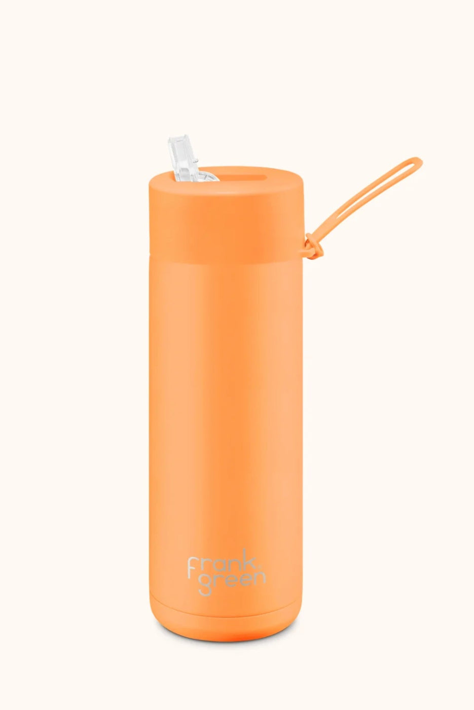 Frank Green 20oz S/S Ceramic Reusable Bottle Straw Lid Neon Orange