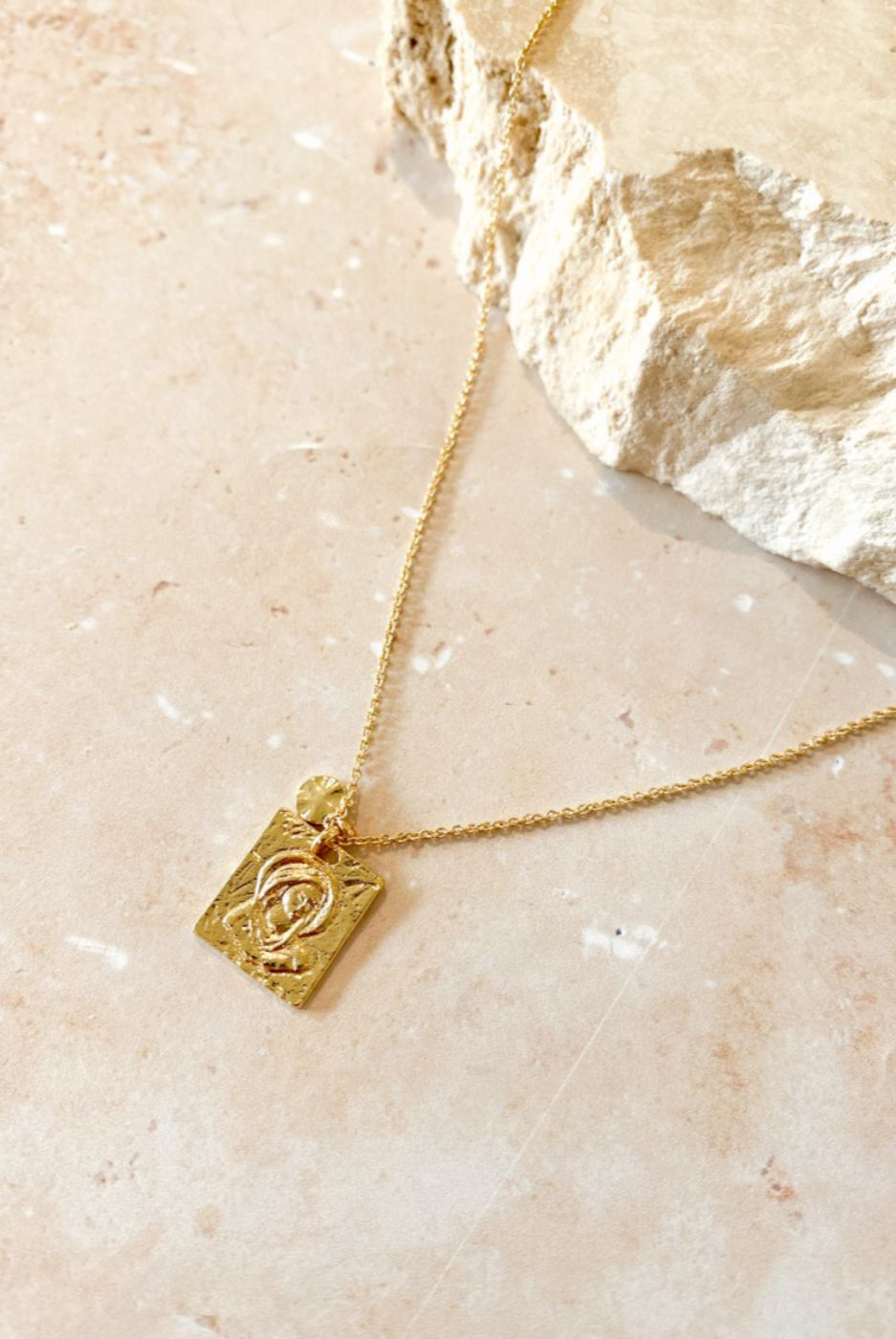 Angels Whisper Theta Gold Plated Charm Necklace