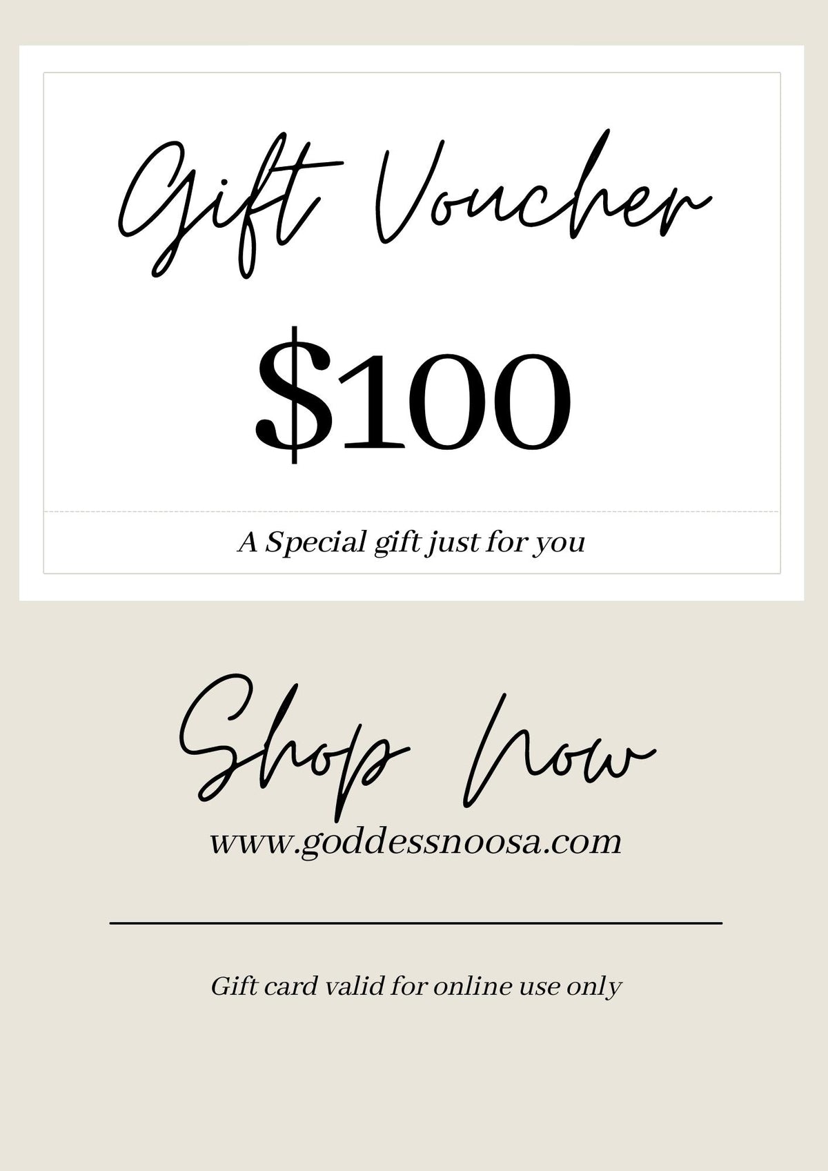 Goddess eGift Card - Online Use $100