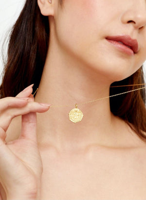 Angels Whisper Coin Charm Gold Plated Necklace