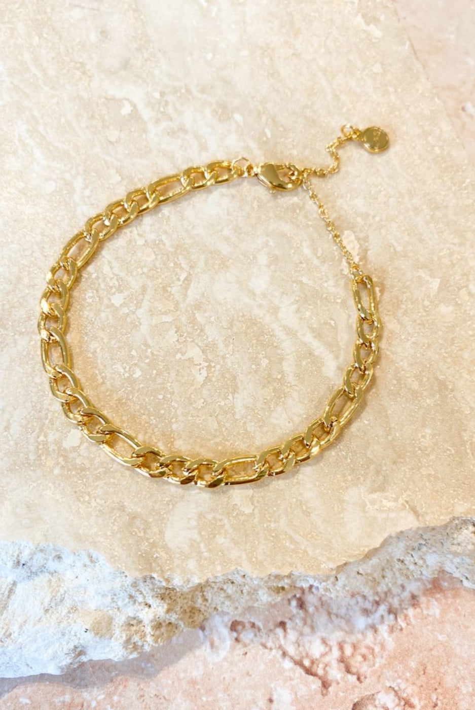 Angels Whisper Figaro Chain Gold Plated Bracelet Gold