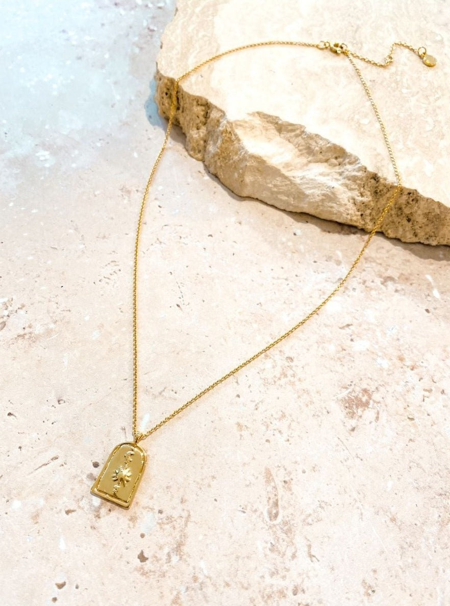 Angels Whisper Sun Charm 18K Gold Plated Necklace