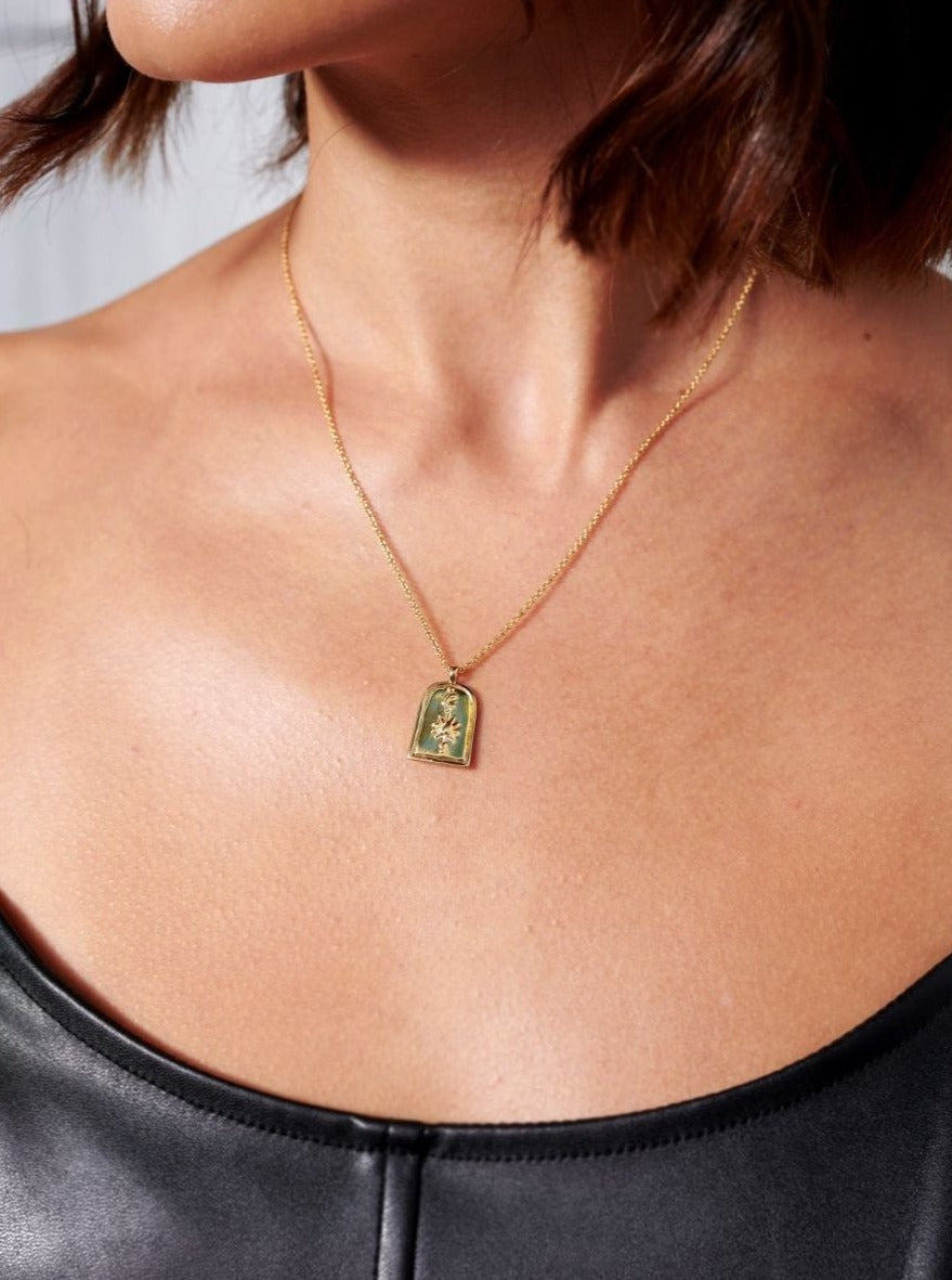 Angels Whisper Sun Charm 18K Gold Plated Necklace