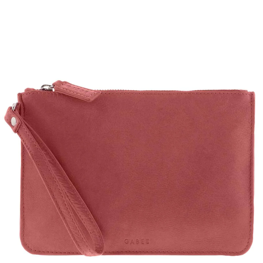 Gabee Queens Leather Clutch Coral
